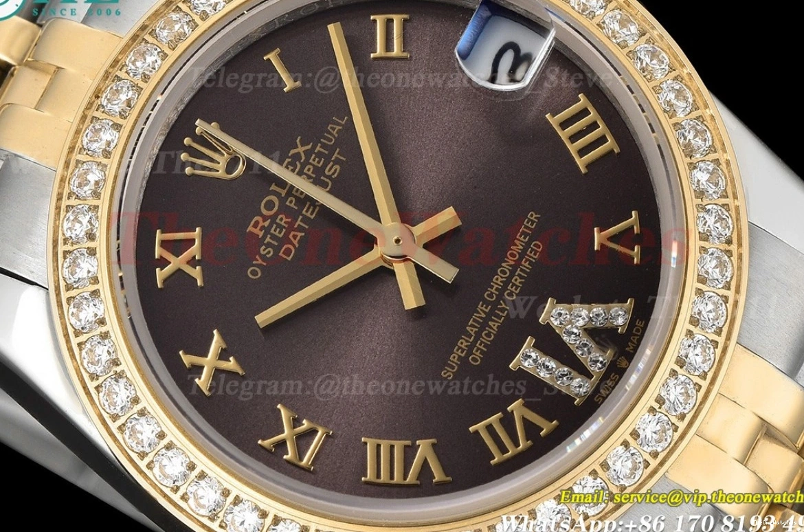 Chocolate YG GDF Dia Datejust MY8215 28mm SS Rmn 0510